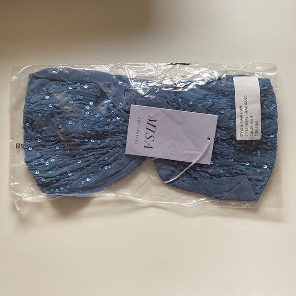 BLUE SEQUIN TURBAN- NWT - Picture 3 of 5